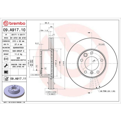 Brembo Bremsscheibe PRIME LINE - UV Coated 09.A917.11