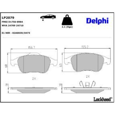 Delphi Bremsbelagsatz, Scheibenbremse LP2079