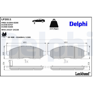 Delphi | Bremsbelagsatz, Scheibenbremse | LP2011