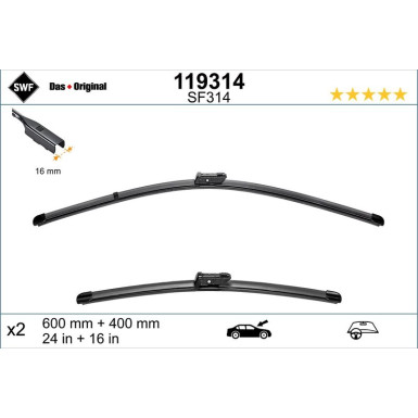 SWF Wischblatt Scheibenwischer DAS ORIGINAL SET 119314