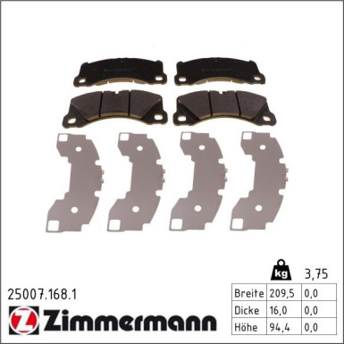 Zimmermann Bremsbelagsatz, Scheibenbremse 25007.168.1