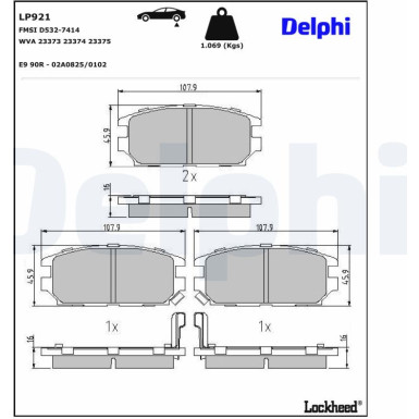 Delphi | Bremsbelagsatz, Scheibenbremse | LP921