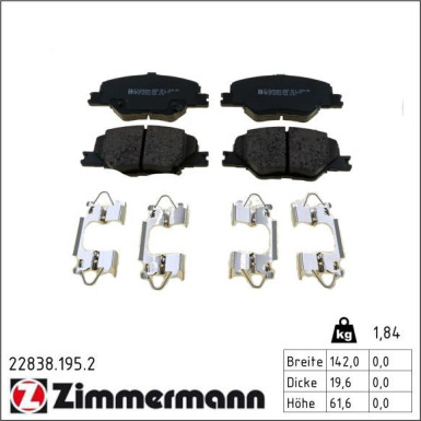 Zimmermann Bremsbelagsatz, Scheibenbremse 22838.195.2