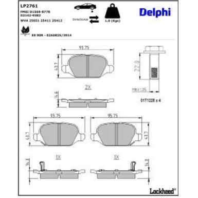 Delphi Bremsbelagsatz, Scheibenbremse LP2761