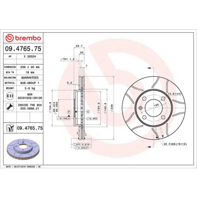 Brembo Bremsscheibe XTRA LINE - Max 09.4765.75