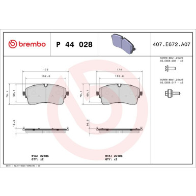 Brembo Bremsbelagsatz, Scheibenbremse PRIME LINE P 44 028