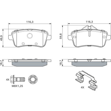 BOSCH Bremsbelagsatz, Scheibenbremse 0 986 494 783
