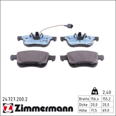 Zimmermann Bremsbelagsatz, Scheibenbremse 24727.200.2