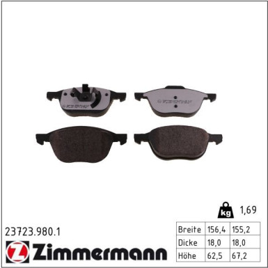 Zimmermann Bremsbelagsatz, Scheibenbremse rd:z 23723.980.1