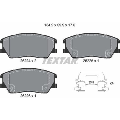 Textar | Bremsbelagsatz, Scheibenbremse | 2622401