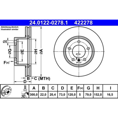 2 x ATE Bremsscheibe | 24.0122-0278.1