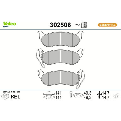 302508 Bremsbelagsatz, Scheibenbremse ESSENTIAL