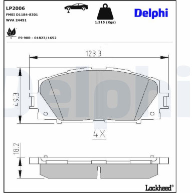 LP2006 Bremsbelagsatz, Scheibenbremse