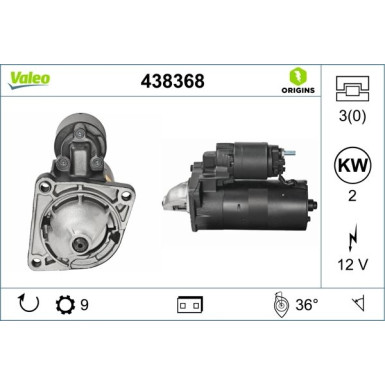 438368 Starter VALEO ORIGINS - NEW O.E. TECHNOLOGIE