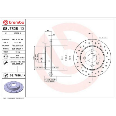 Brembo Bremsscheibe XTRA LINE - Xtra 08.7626.1X