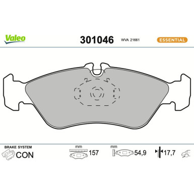 Valeo | Bremsbelagsatz, Scheibenbremse | 301046