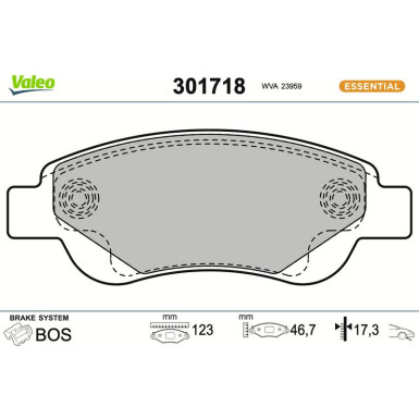 Valeo | Bremsbelagsatz, Scheibenbremse | 301718