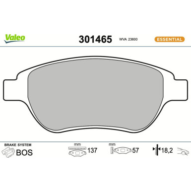 Valeo | Bremsbelagsatz, Scheibenbremse | 301465
