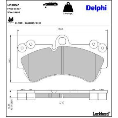 Delphi Bremsbelagsatz, Scheibenbremse LP2057 Delphi Bremsbelagsatz, Scheibenbremse LP2057