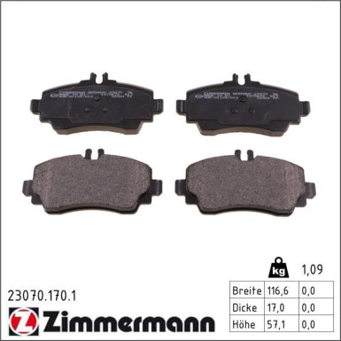 Zimmermann Bremsbelagsatz, Scheibenbremse 23070.170.1