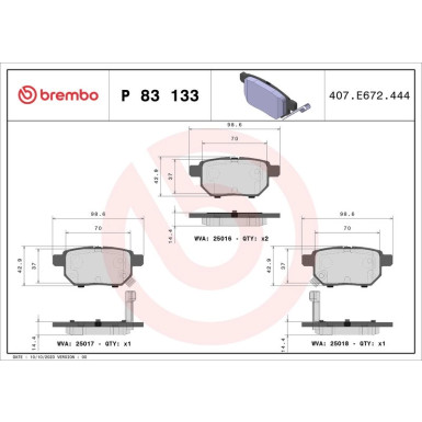 Brembo Bremsbelagsatz, Scheibenbremse PRIME LINE P 83 133