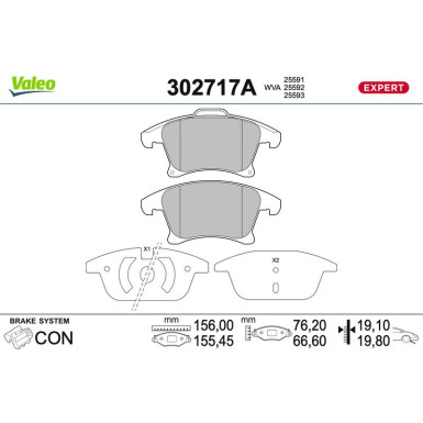 Valeo Bremsbelagsatz, Scheibenbremse EXPERT 302717A
