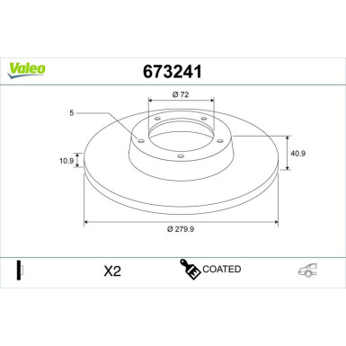 Valeo Bremsscheibe COATED 673241