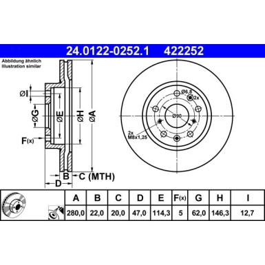 ATE | Bremsensatz, Scheibenbremse | 24.0122-0252.1 + 13.0460-2715.2