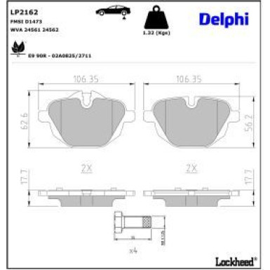 Delphi Bremsbelagsatz, Scheibenbremse LP2162
