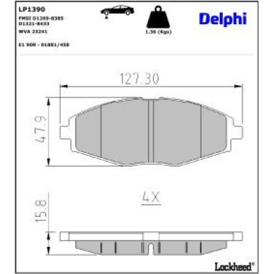 Delphi Bremsbelagsatz, Scheibenbremse LP1390