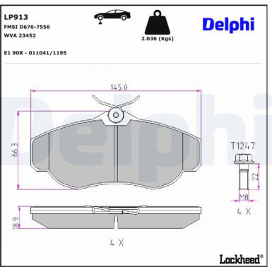 Delphi | Bremsbelagsatz, Scheibenbremse | LP913