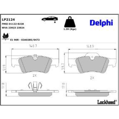 Delphi Bremsbelagsatz, Scheibenbremse LP2124