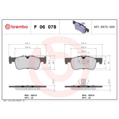 Brembo Bremsbelagsatz, Scheibenbremse PRIME LINE P 06 078