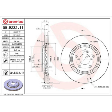 Brembo Bremsscheibe PRIME LINE - UV Coated 09.E232.11