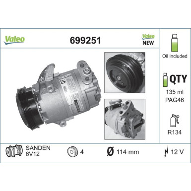 Valeo | Kompressor, Klimaanlage | 699251