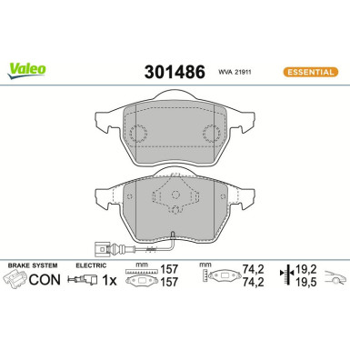 Valeo | Bremsbelagsatz, Scheibenbremse | 301486