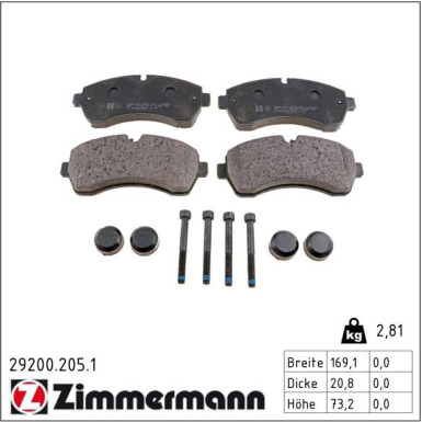 Zimmermann Bremsbelagsatz, Scheibenbremse 29200.205.1