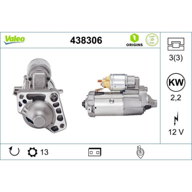 438306 Starter VALEO ORIGINS STOP&START - NEW O.E. TECHNOLOGIE