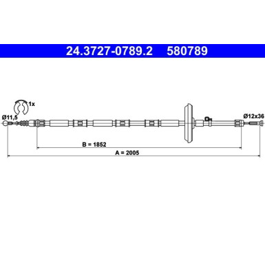 24.3727-0789.2 Seilzug, Feststellbremse 24.3727-0789.2 Seilzug, Feststellbremse