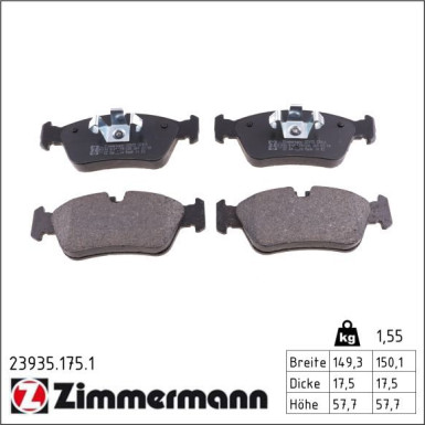 Zimmermann Bremsbelagsatz, Scheibenbremse 23935.175.1