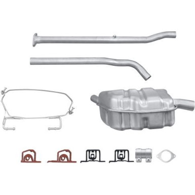 HELLA 8LD 366 035-941 Endschalldämpfer hinten mit Anbauteilen