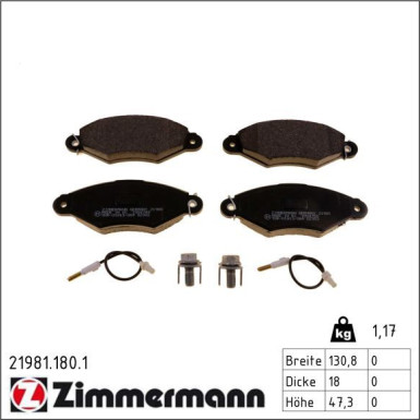 Zimmermann Bremsbelagsatz, Scheibenbremse 21981.180.1