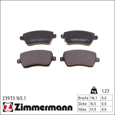 Zimmermann Bremsbelagsatz, Scheibenbremse 23973.165.1