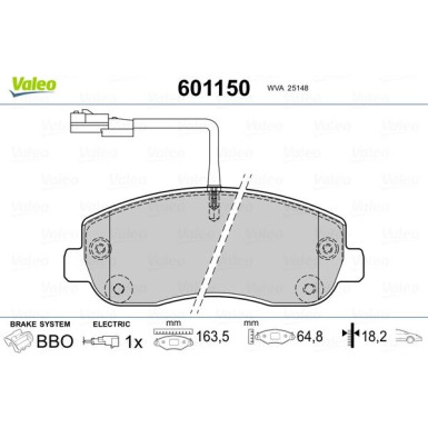 Valeo | Bremsbelagsatz, Scheibenbremse | 601150