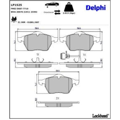 Delphi Bremsbelagsatz, Scheibenbremse LP1525