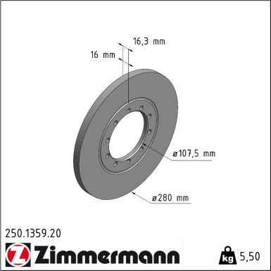 Zimmermann Bremsscheibe Coat Z 250.1359.20