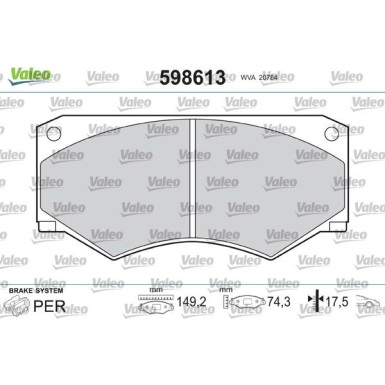 Valeo | Bremsbelagsatz, Scheibenbremse | 598613