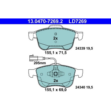 Bremsbelagsatz, Scheibenbremse ATE Ceramic 13.0470-7269.2
