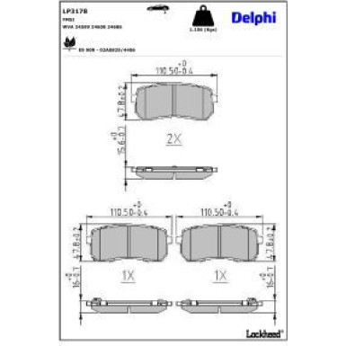 Delphi Bremsbelagsatz, Scheibenbremse LP3178