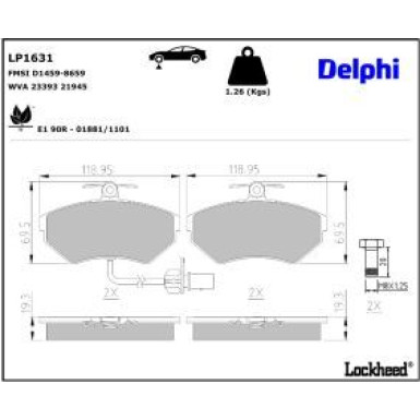 Delphi Bremsbelagsatz, Scheibenbremse LP1631